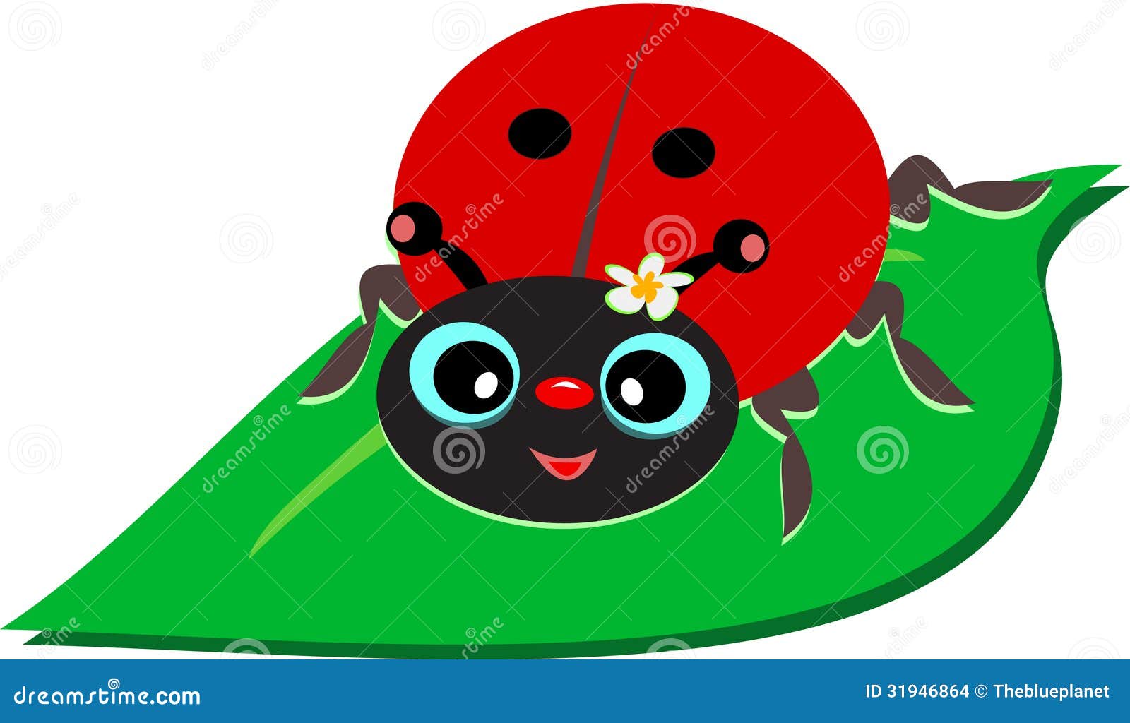 Joaninha numa Folha ilustração do vetor. Ilustração de wildlife - 31946864, image size:1600x1024