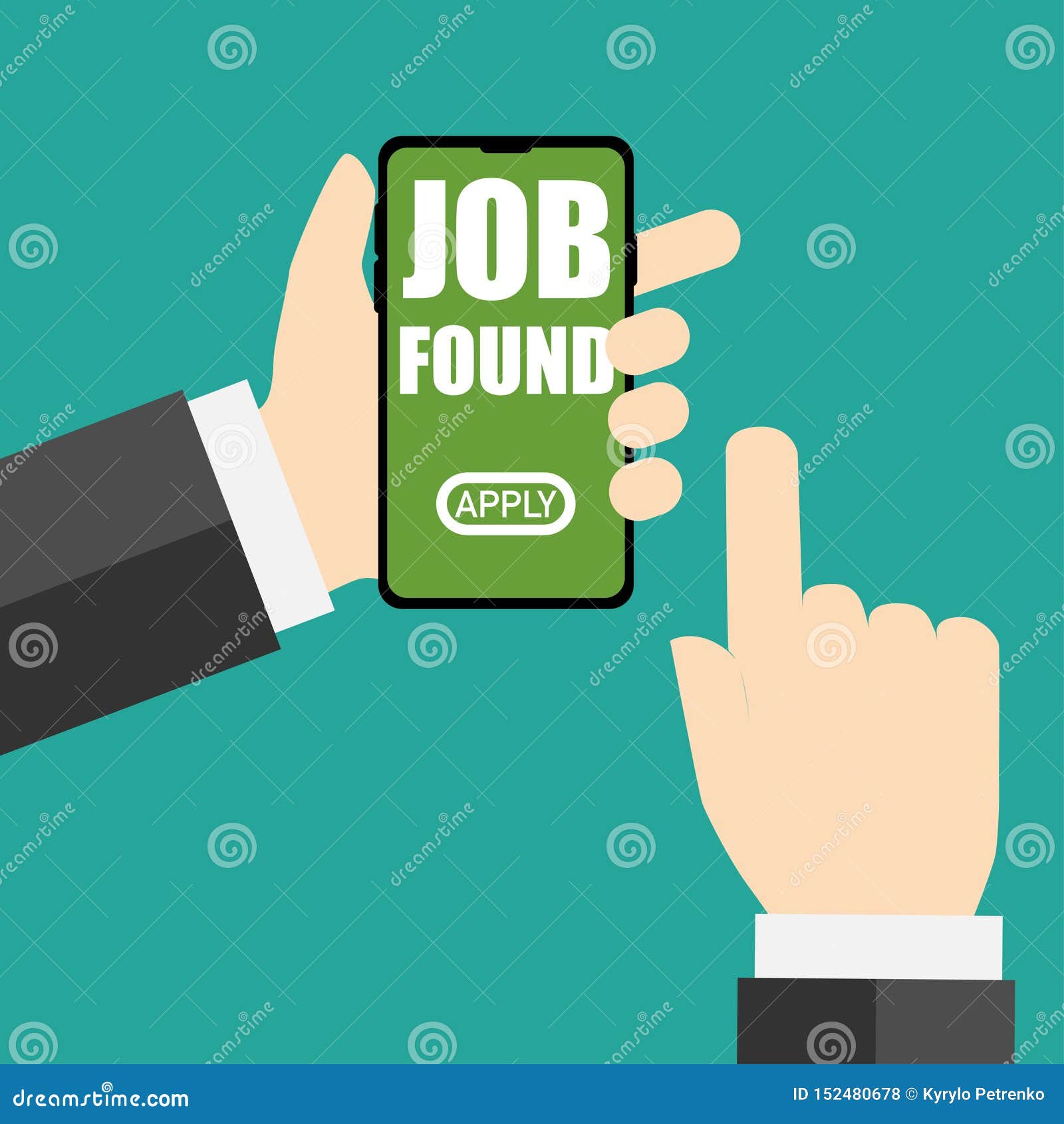 Job Found Apply For Mobile Phone Application Stock Vector