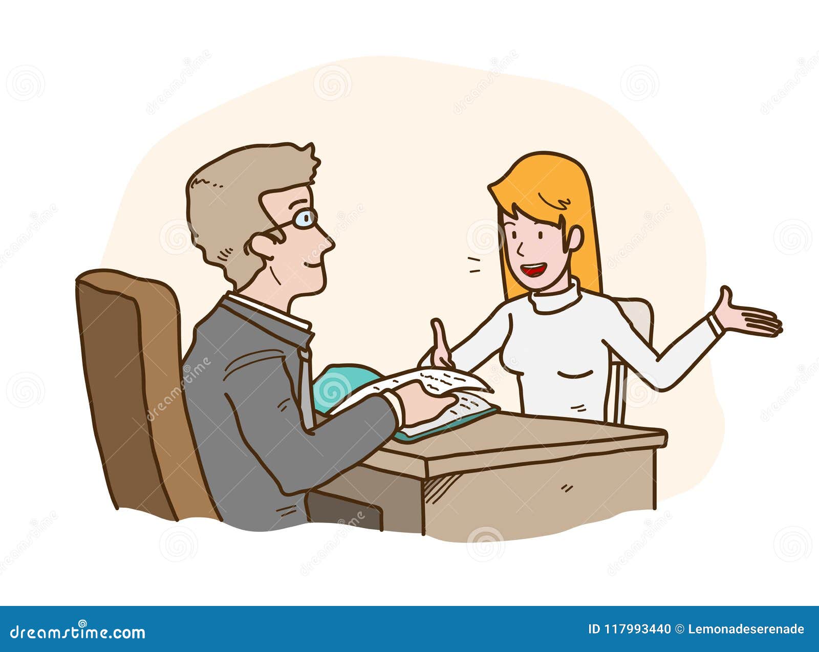 Job Interview Presentation, a Hand Drawn Vector Cartoon Illustration of a  Job Seeker Introducing Herself To the HRD Manager. Stock Vector -  Illustration of concept, businessman: 117993440