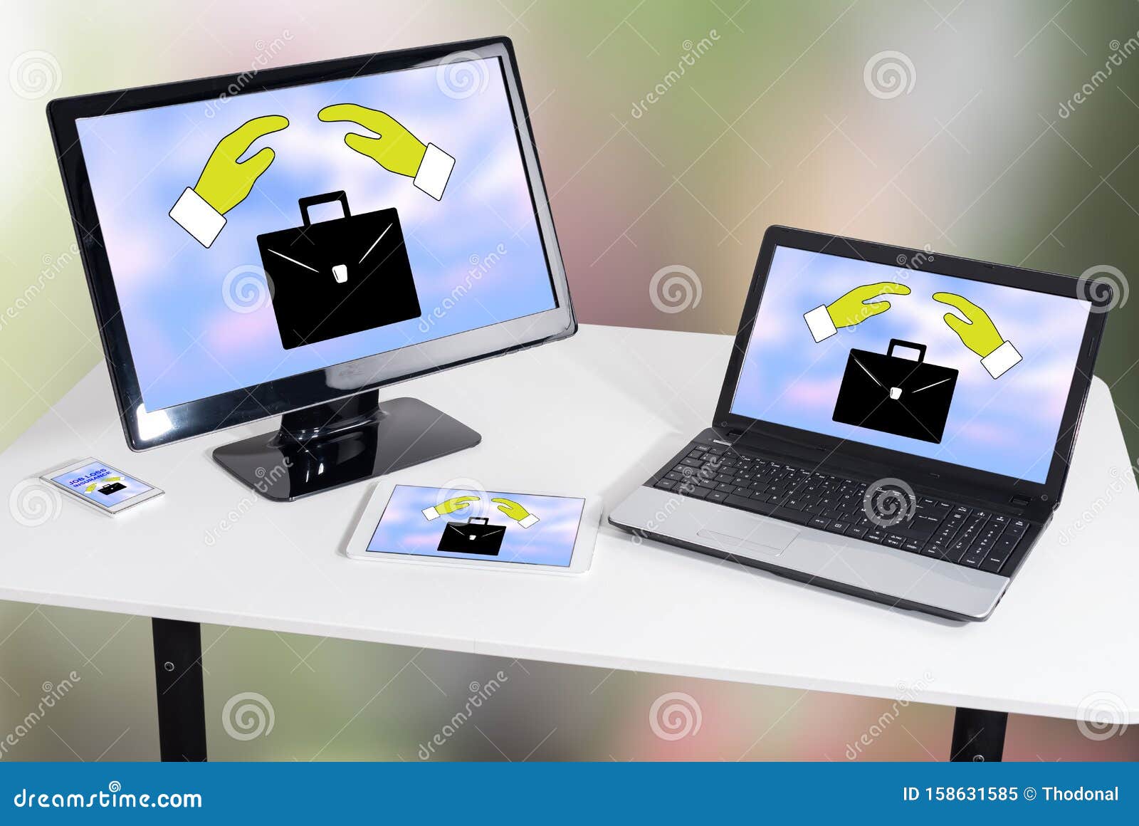 Job Loss Insurance Concept on Different Devices Stock Image - Image of