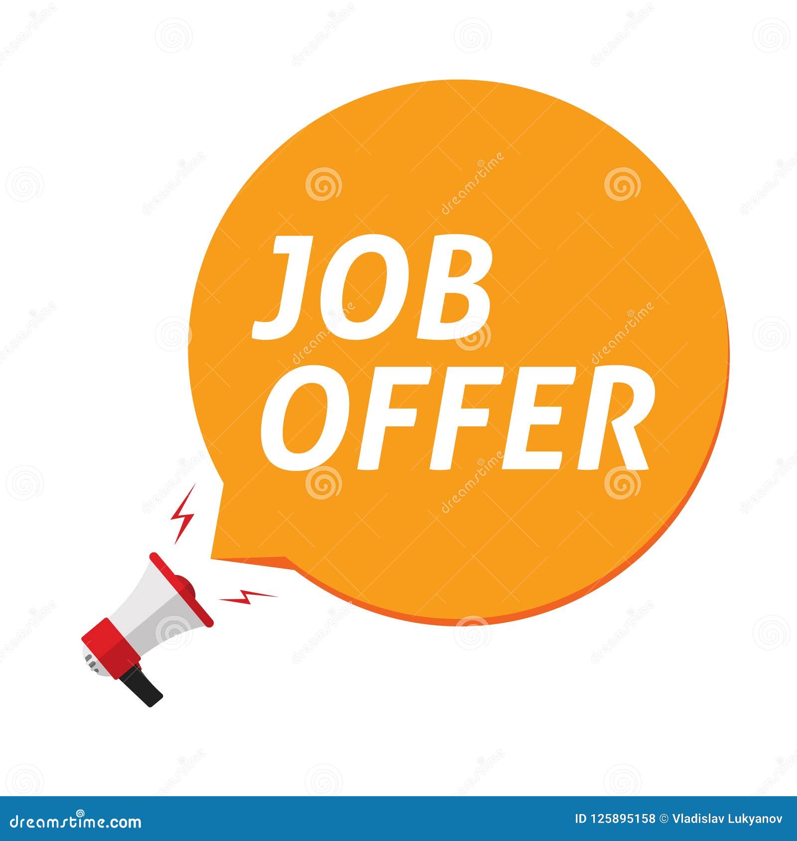 job offer announce in bubble speech and megaphone    clipart