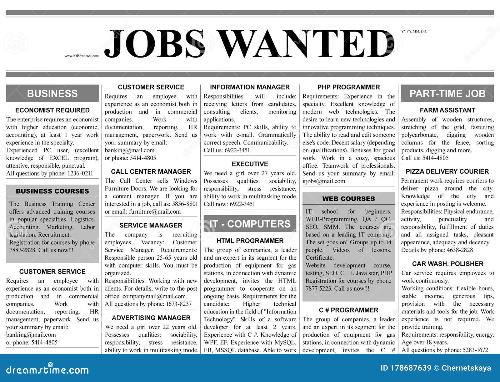 Job Search. Newspaper Full of Advertisements Editorial Stock Image