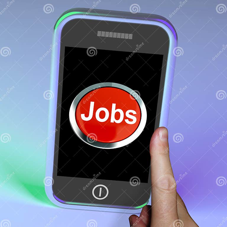 Jobs Computer Button on Mobile Stock Illustration Illustration of