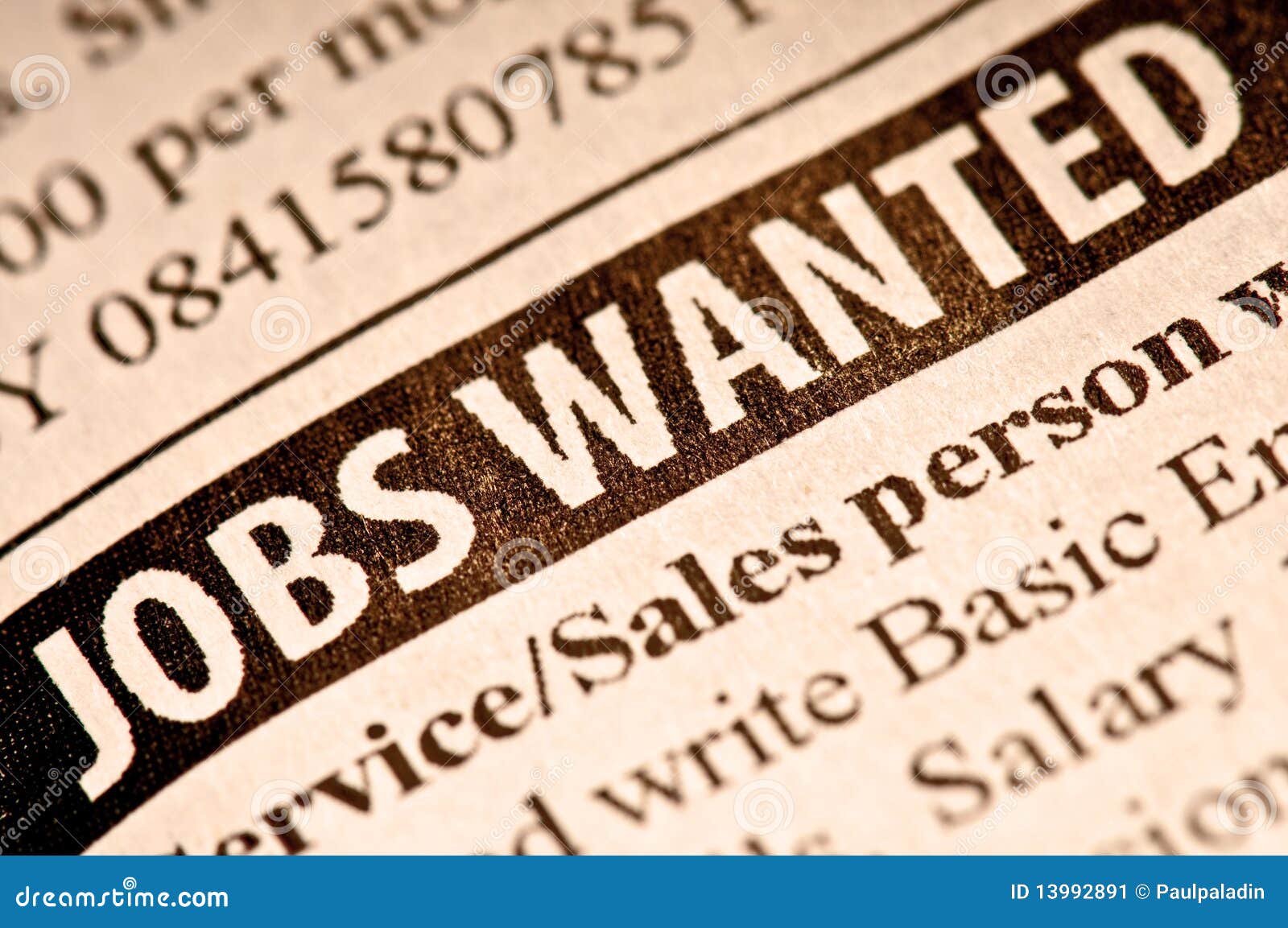 Jobs wanted stock image. Image of search, unemployment - 13992891