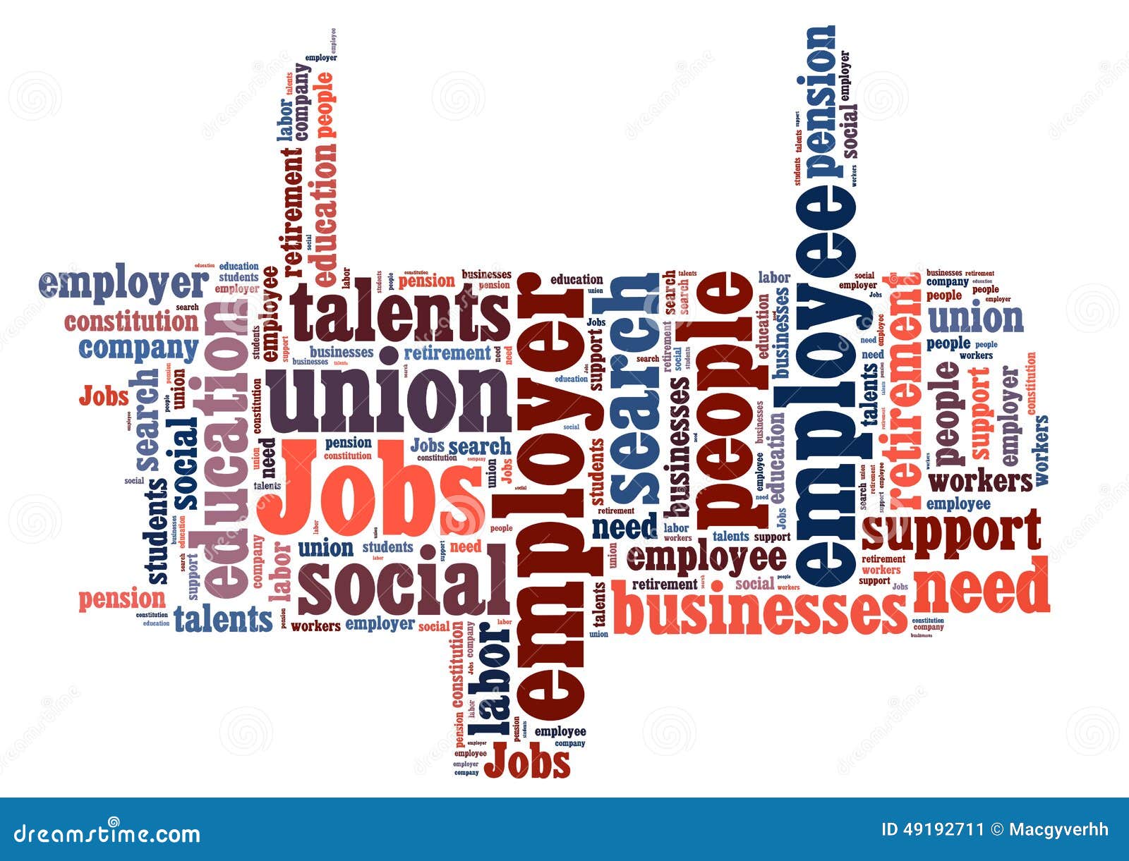 Jobs word cloud stock illustration. Illustration of union  49192711