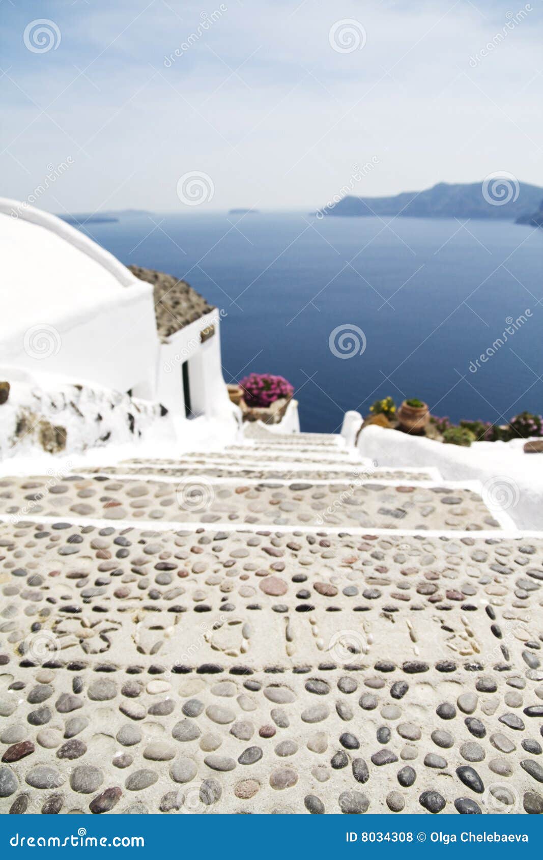 Jobstepps auf Santorini Insel. Jobstepps zum Meer auf Santorini Insel