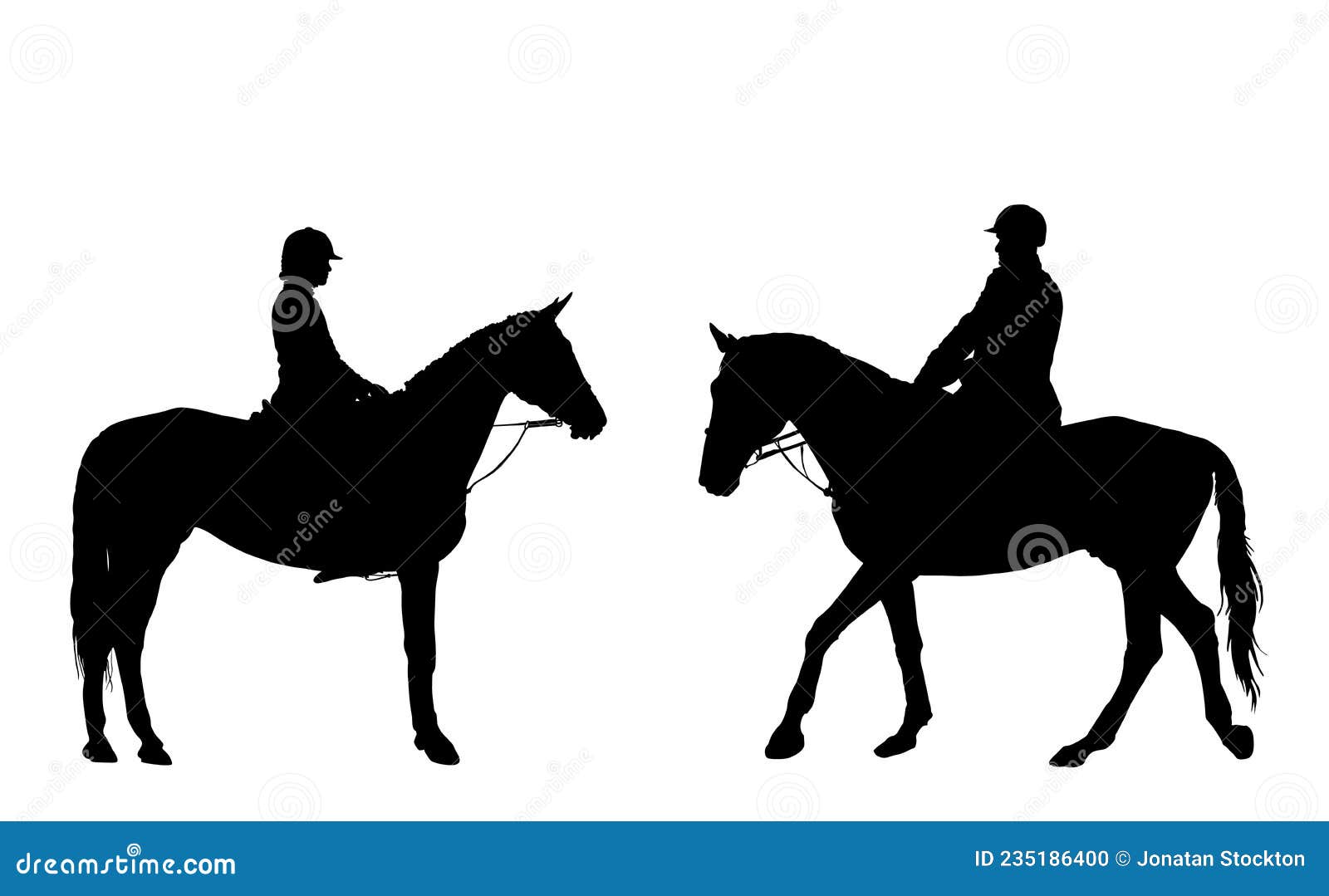 jockey couple woman and man riding elegant racing horse  silhouette   white.