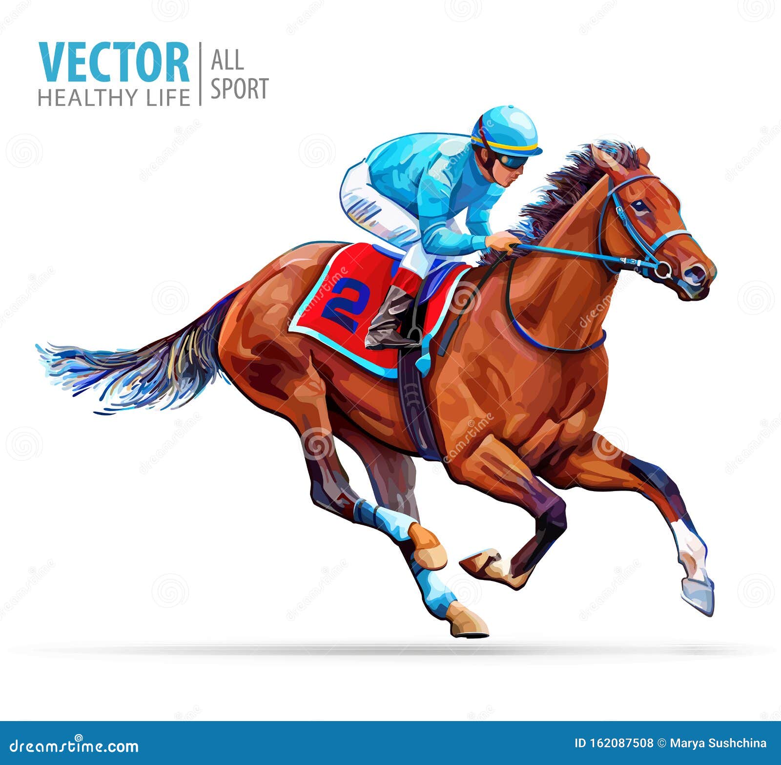 jockey on racing horse. sport. champion. hippodrome. racetrack. equestrian. derby. speed.  on white background