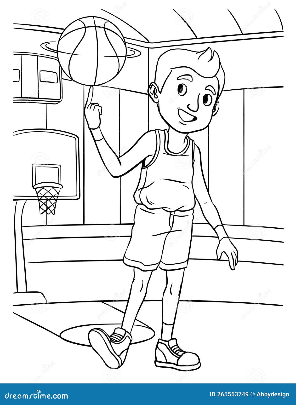 Menino com bola de basquete para colorir - Imprimir Desenhos