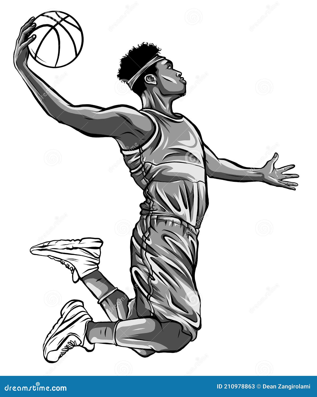 Ilustração de jogador de basquete, jogador de basquete Slam dunk