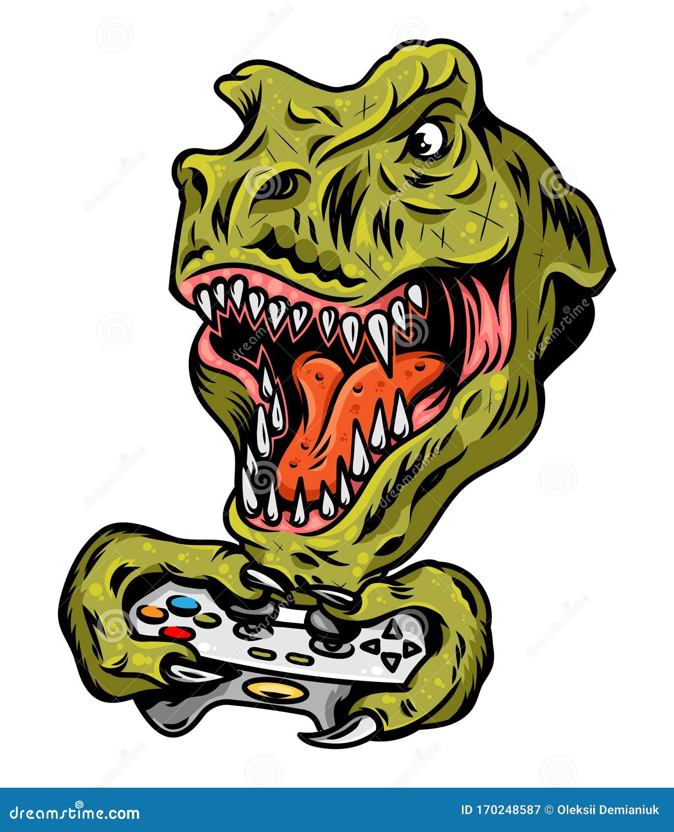 Jogador De Dinossauros Furioso T Rex Que Joga Ilustração do Vetor
