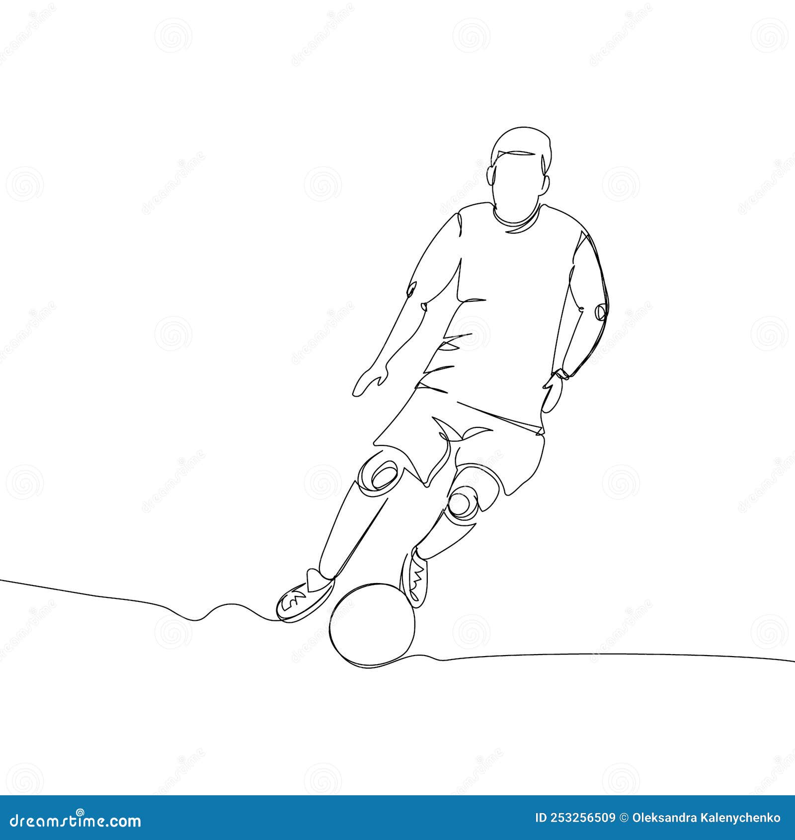 Desenho de linha contínua em pessoas jogando futebol