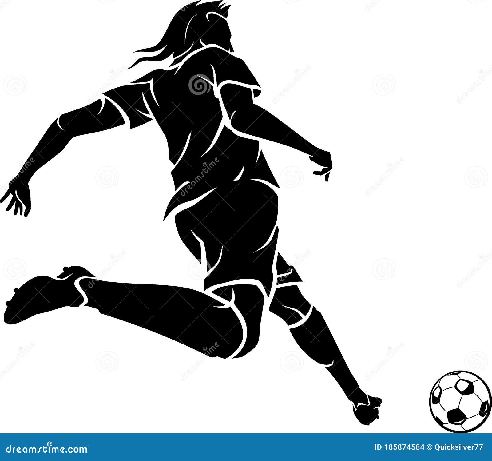 Atleta chutando bola de futebol silhueta de jogador de futebol
