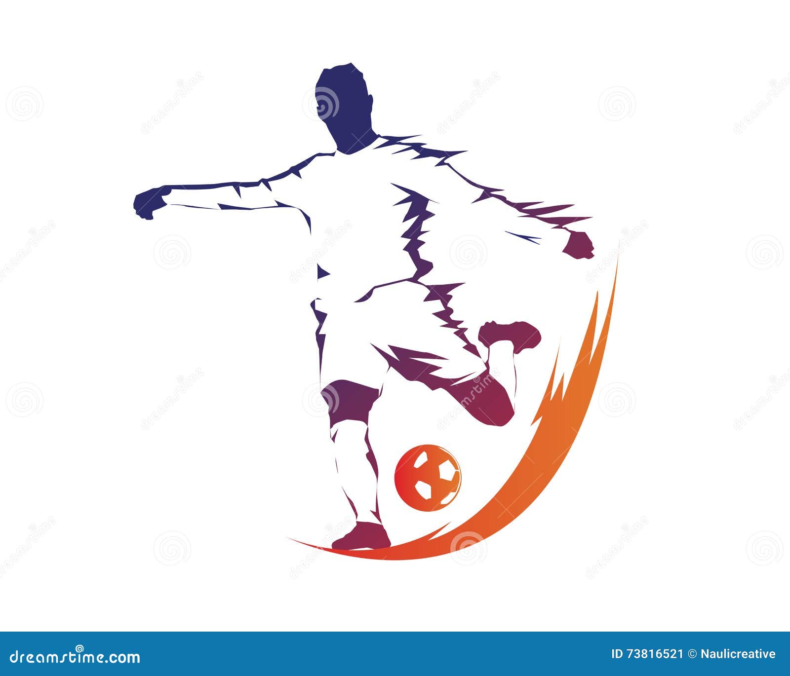 Jogador De Futebol Moderno No Logotipo Da Ação - Bola No Pontapé ...