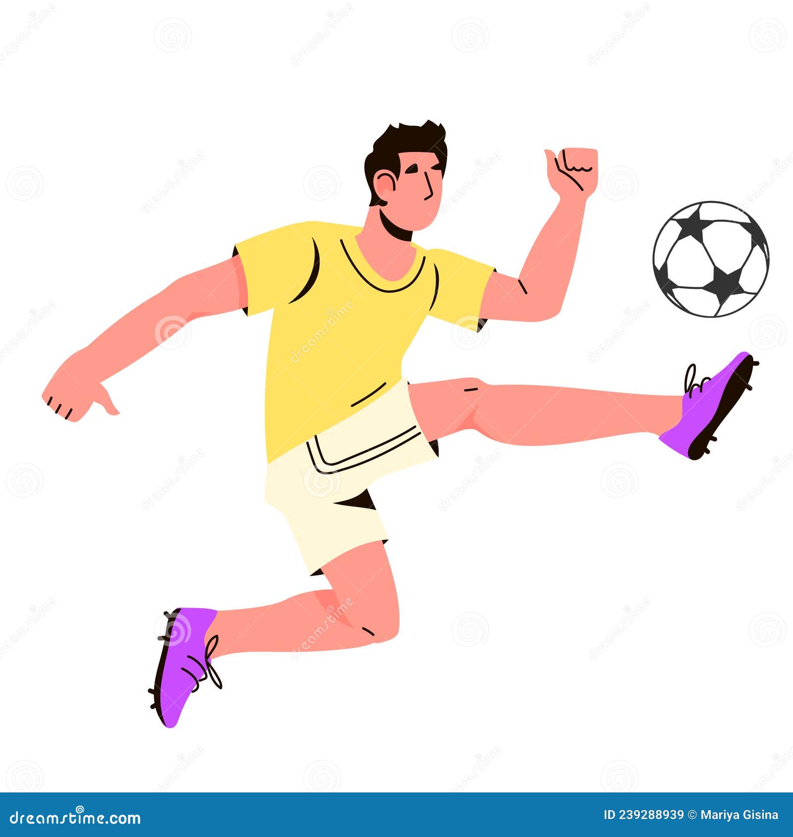 Ilustração plana de pessoas jogando futebol