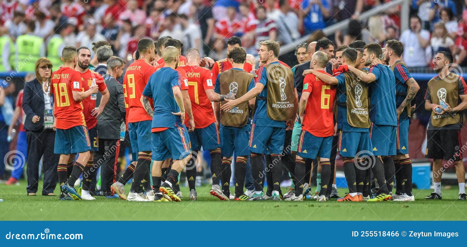 Jogadores Da Seleção Nacional De Futebol Espanha Antes Do Tiroteio