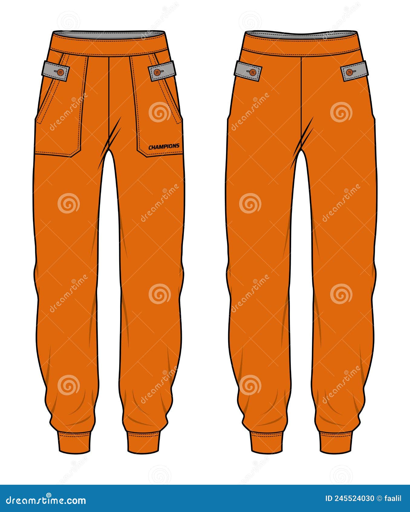 Jogger Bottom Pants Design Flat Sketch Vector Illustration, Track Pants ...