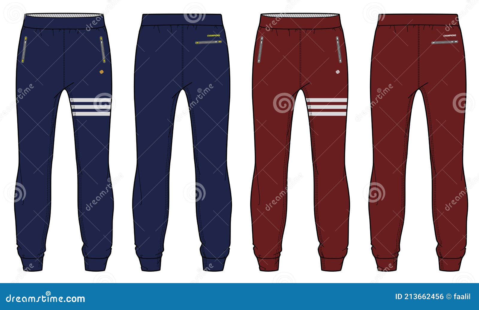 Jogger Bottom Pants Design Vector Template, Track Pants Concept with ...