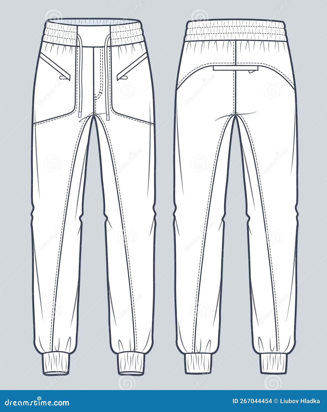 Jogger Pants Technical Fashion Illustration. Denim Pants Fashion Flat ...