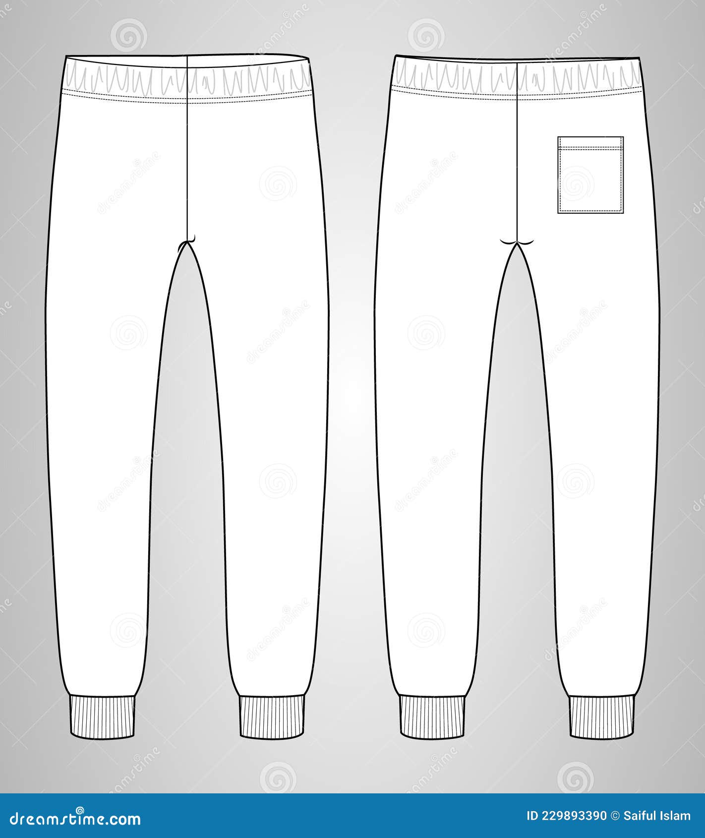 Jogger Sweatpants Fashion Flat Sketch Vector. Stock Vector ...