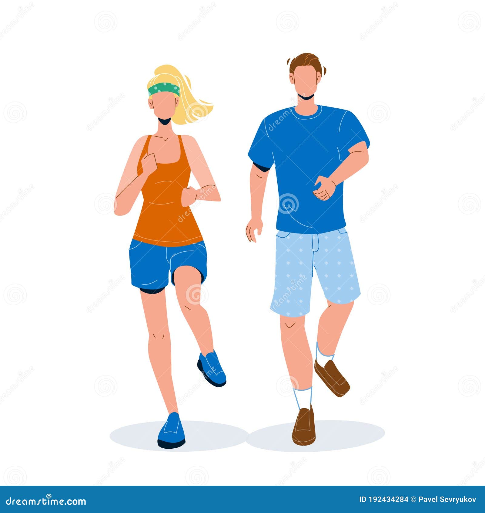Joggers Man and Woman Running Together Vector Stock Vector ...
