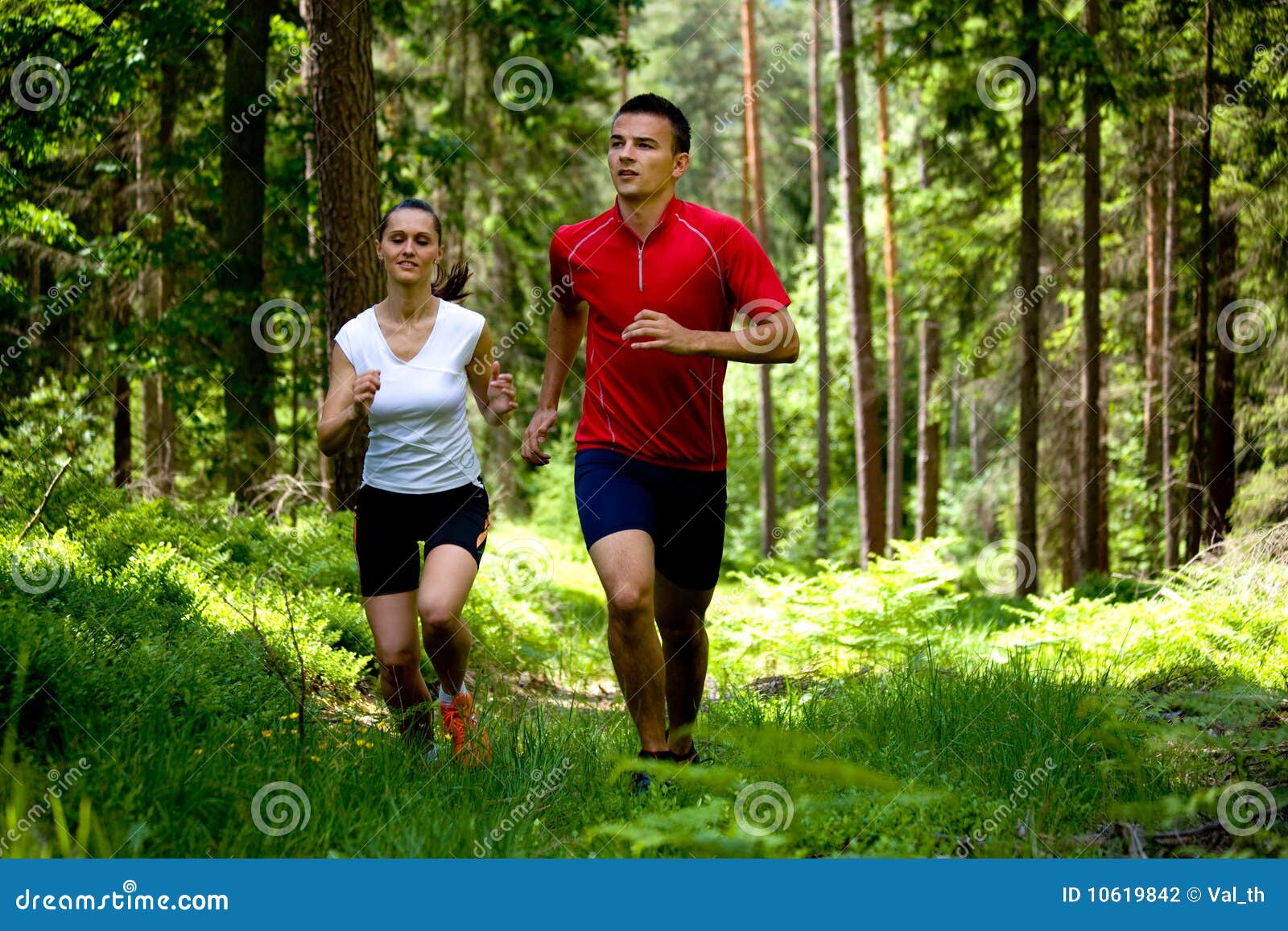 jogging in forest