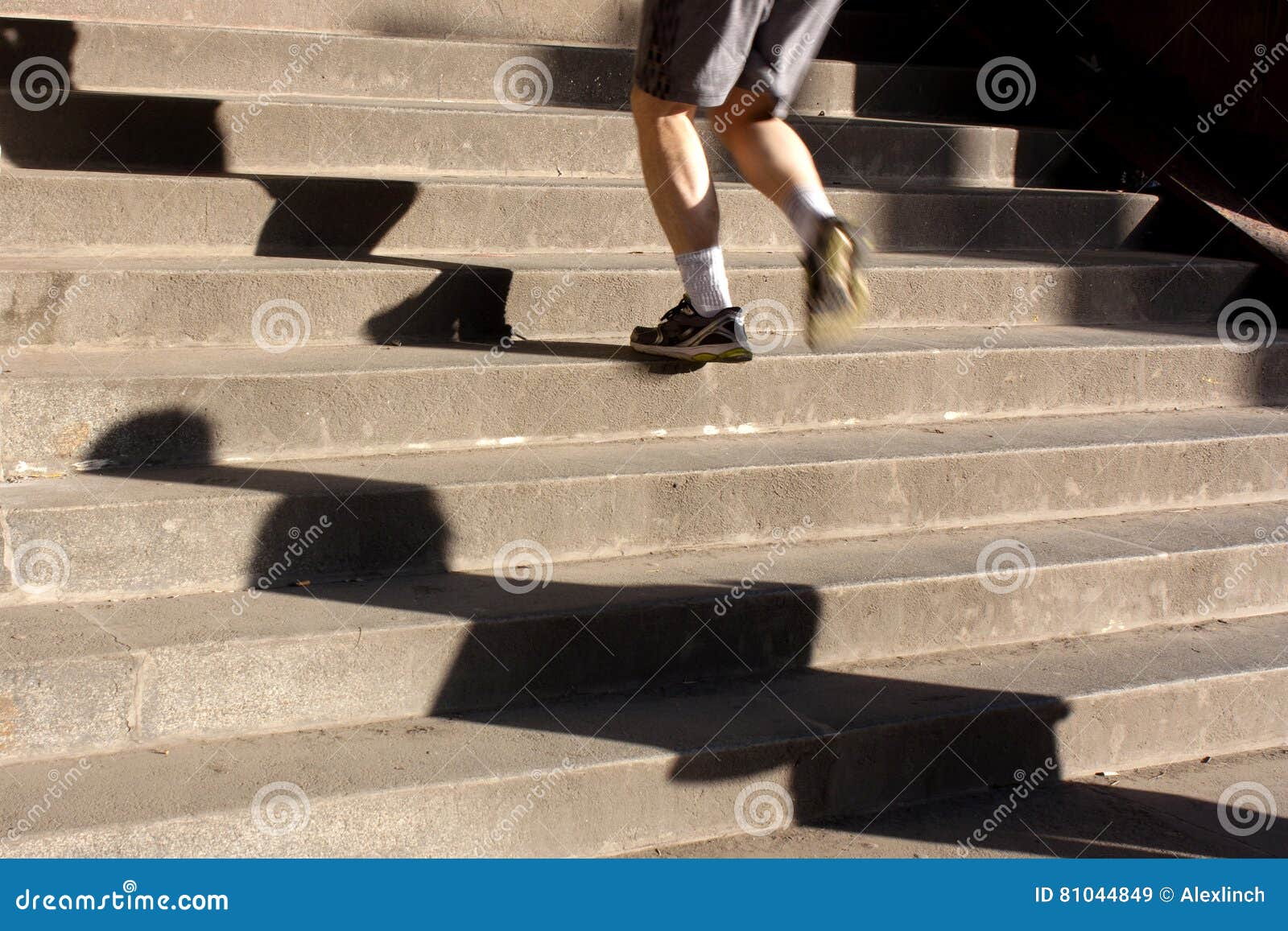 Jogging Up the Stairs with Long Shadows Stock Image - Image of jogging ...
