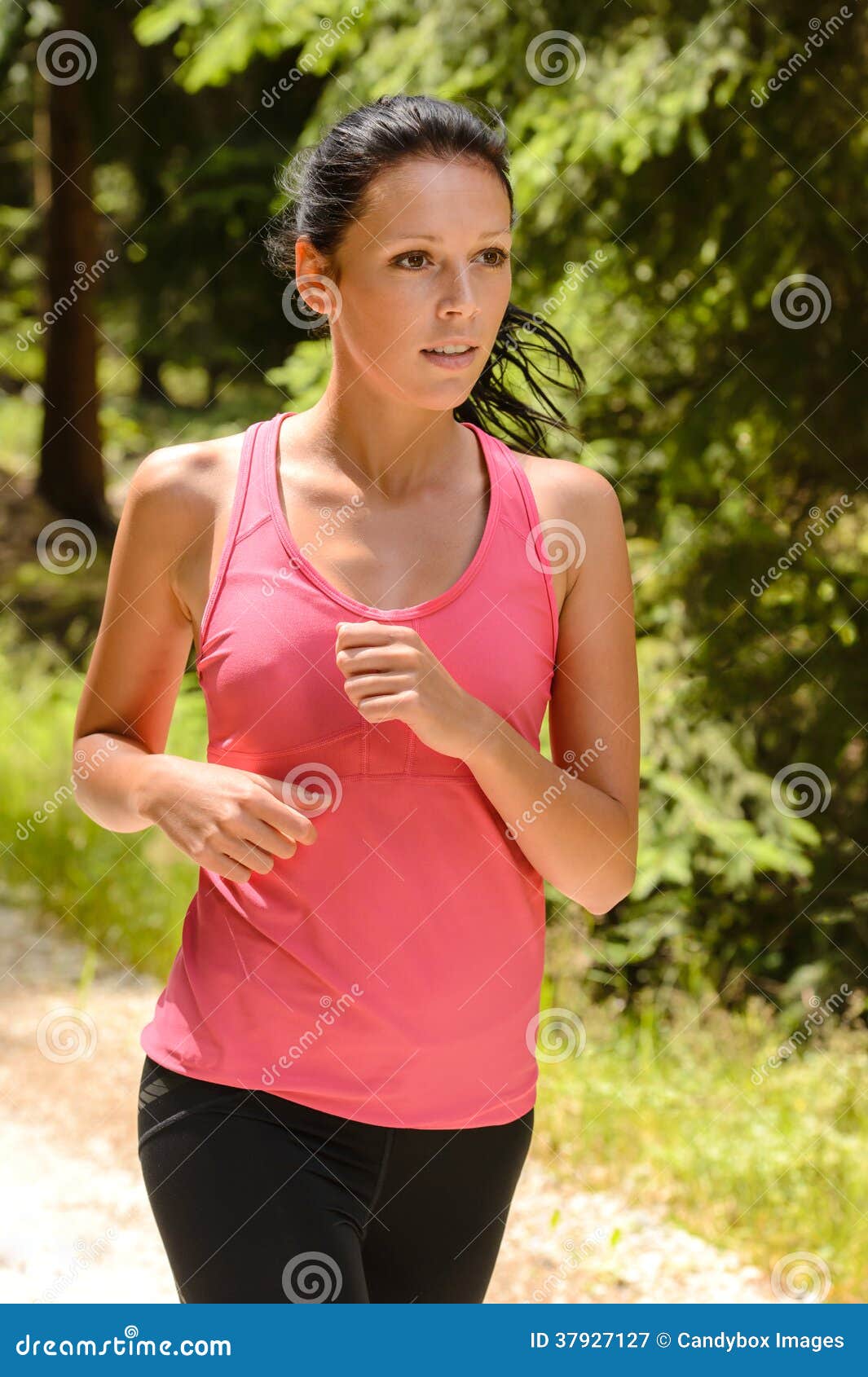 Jogging Woman Close-up Running in Countryside Stock Image - Image of ...