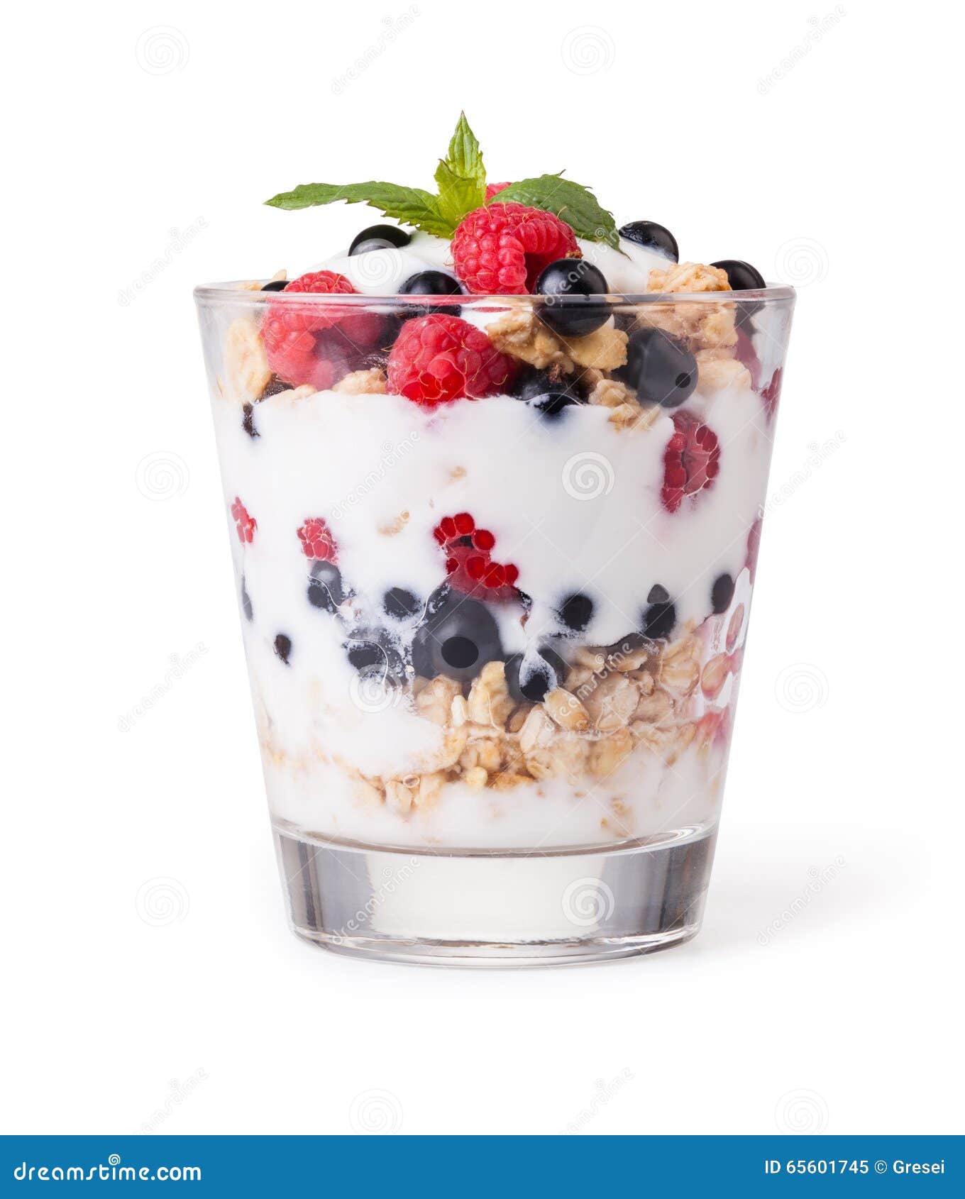 Joghurt Mit Muesli Und Beeren Stockbild - Bild von granola, schüssel ...