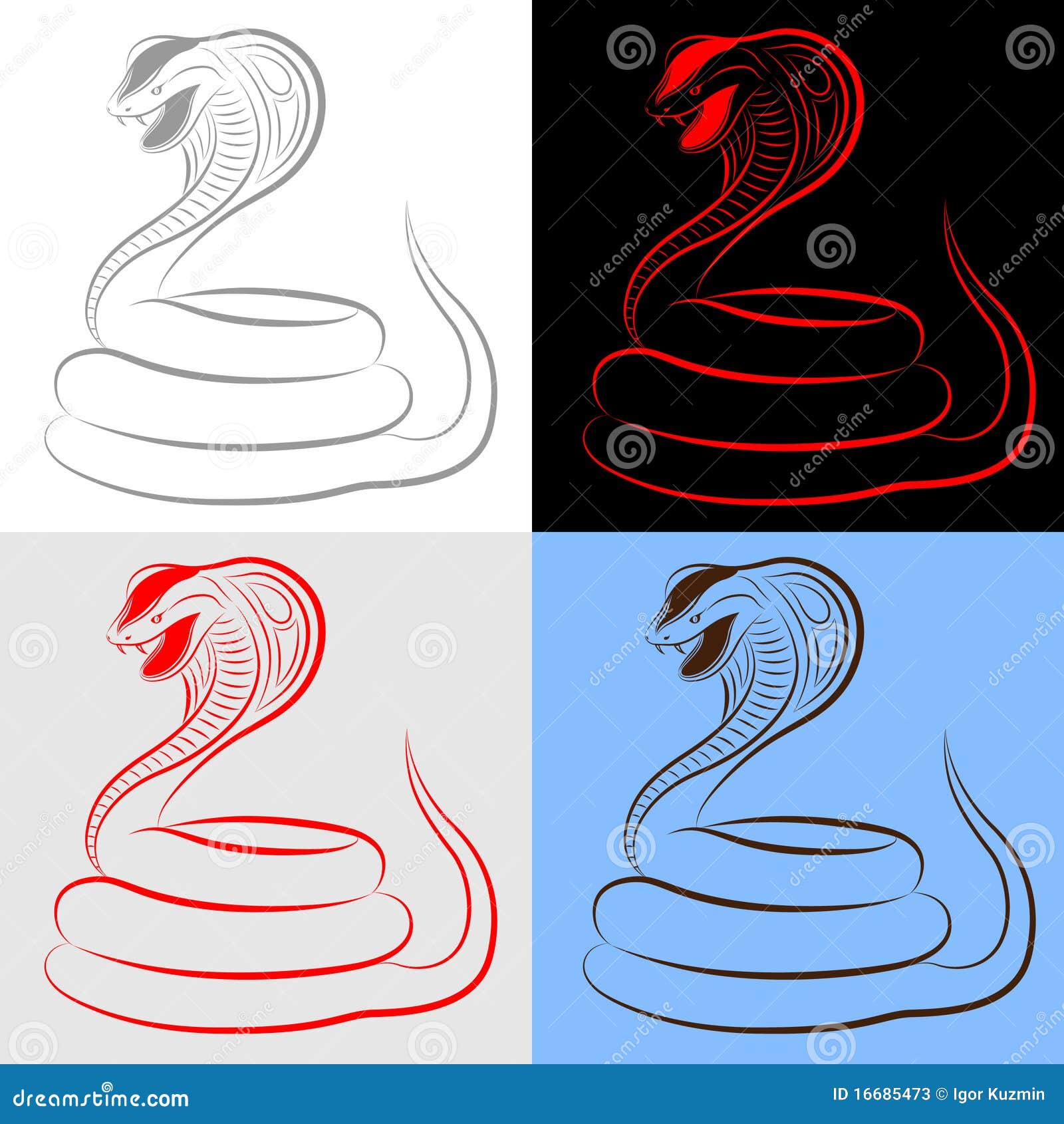 Jogo, Coleção, Serpentes, Cobra Ilustração do Vetor - Ilustração