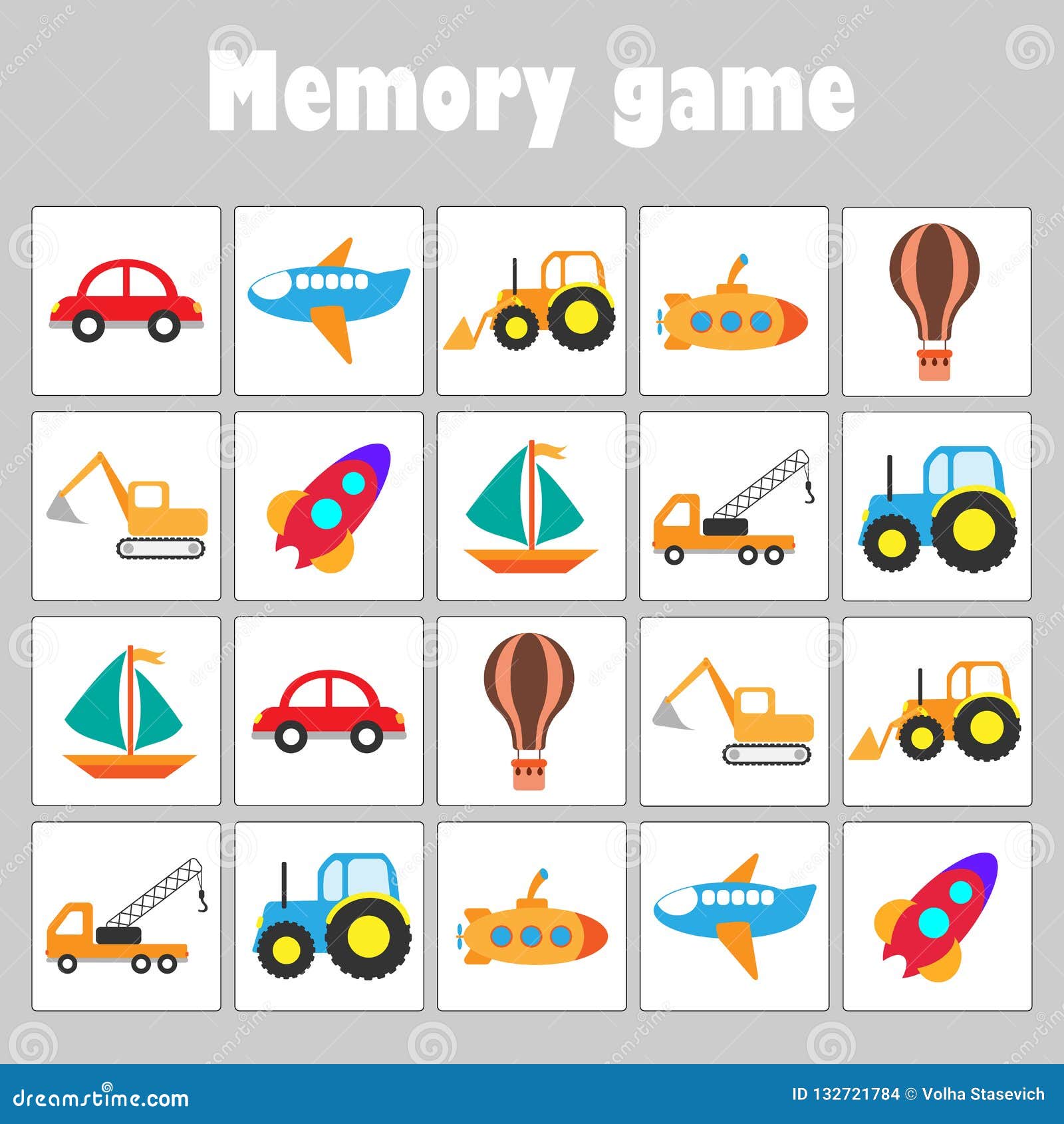 Jogo da Memória de Meio de Transportes Desenho - LDM