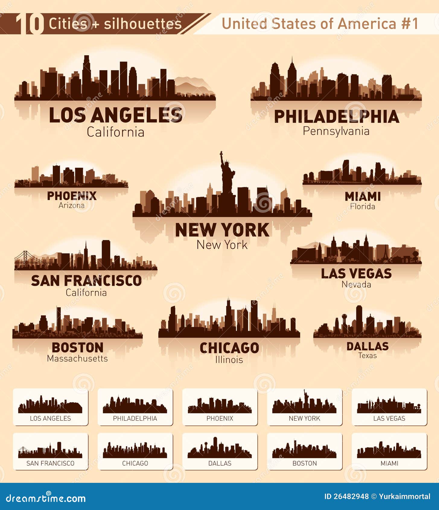 Jogo Da Cidade Da Skyline. 10 Cidades De EUA #1 Ilustração do Vetor -  Ilustração de torre, boston: 26482948