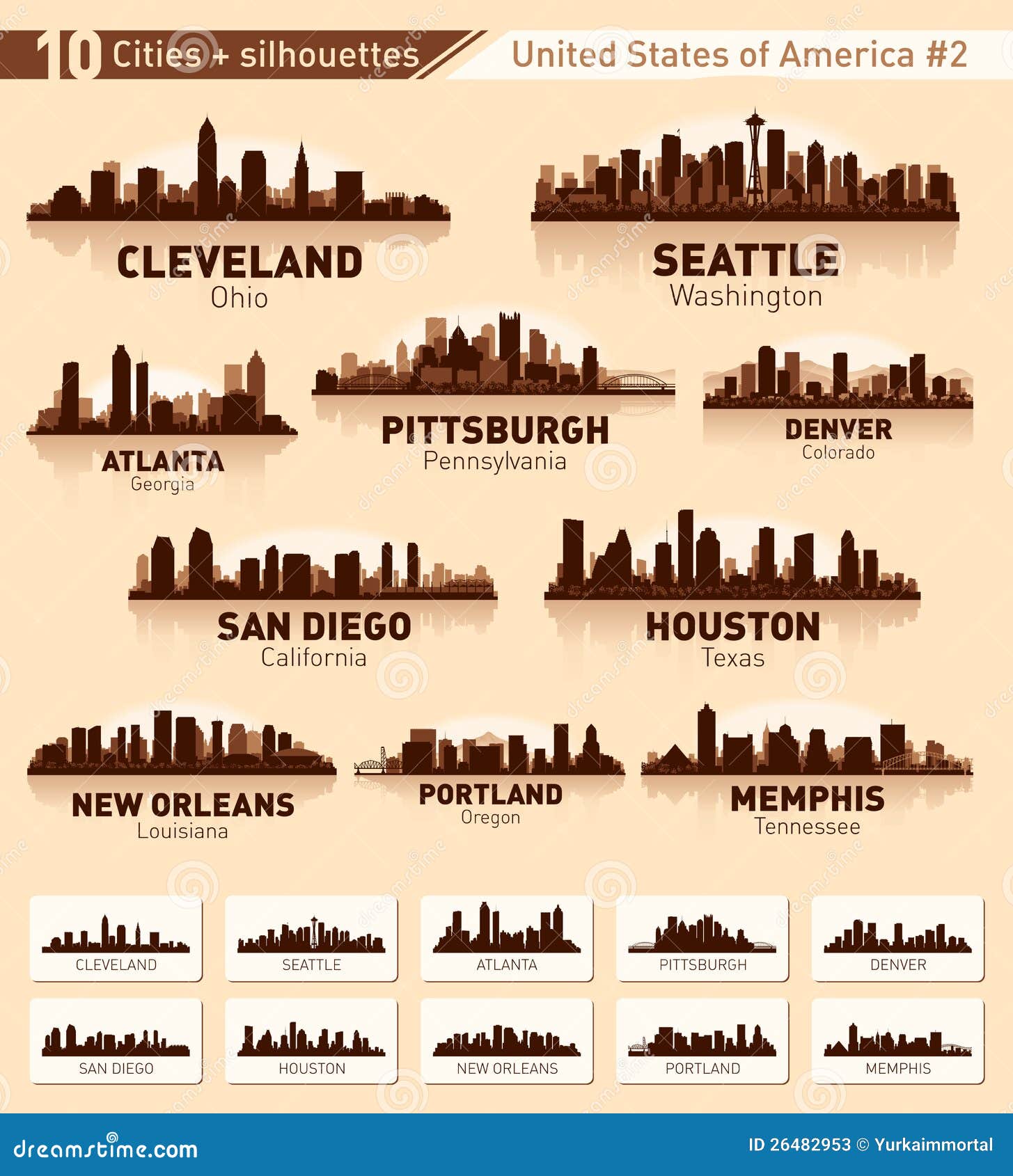 Jogo Da Cidade Da Skyline. 10 Cidades De EUA #2 Ilustração do Vetor -  Ilustração de céu, arquitetura: 26482953