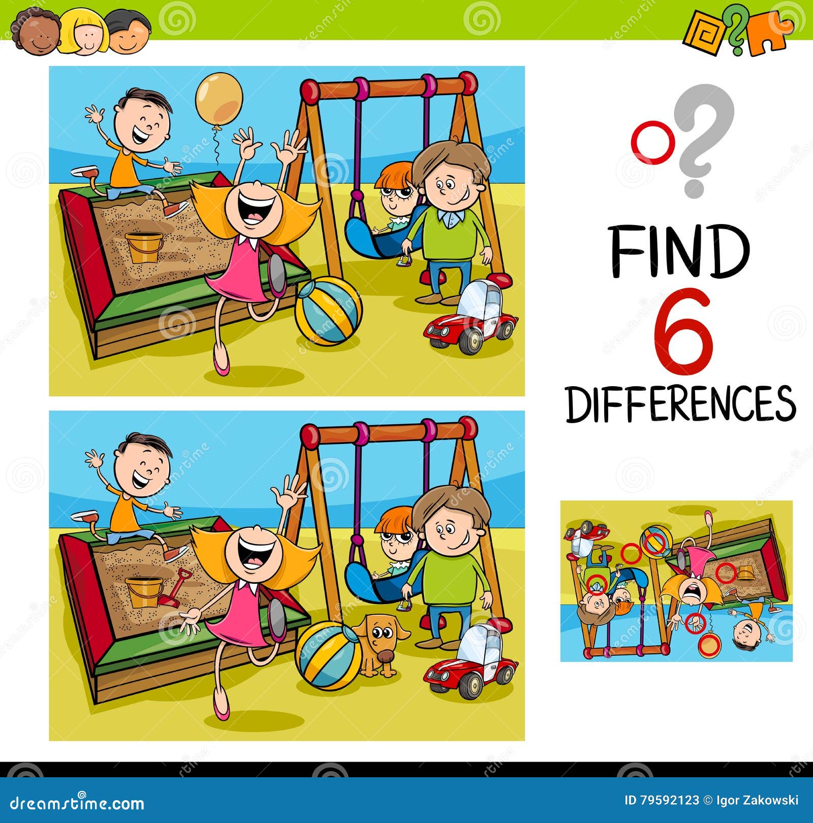 jogo de educação para crianças encontra três diferenças entre duas