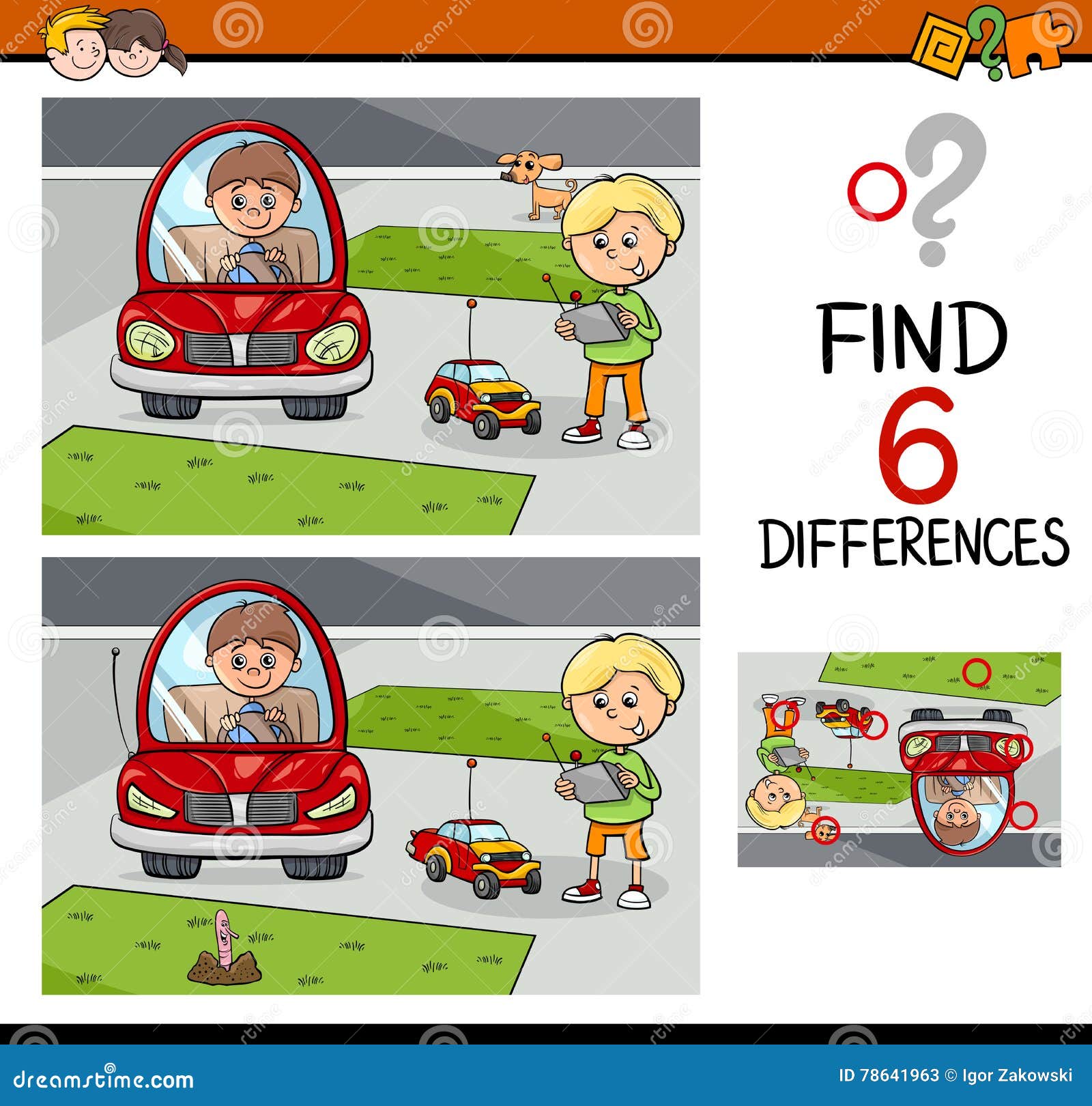 Jogo de diferenças para crianças com carro de desenho animado