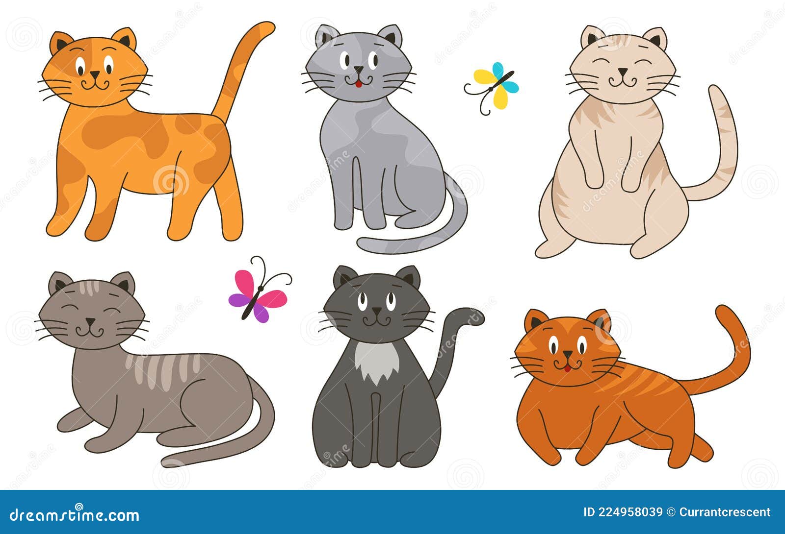 Jogo De Animação De Gatos, Animais De Estimação Coloridos E Achatados  Ilustração do Vetor - Ilustração de colar, cara: 224958039