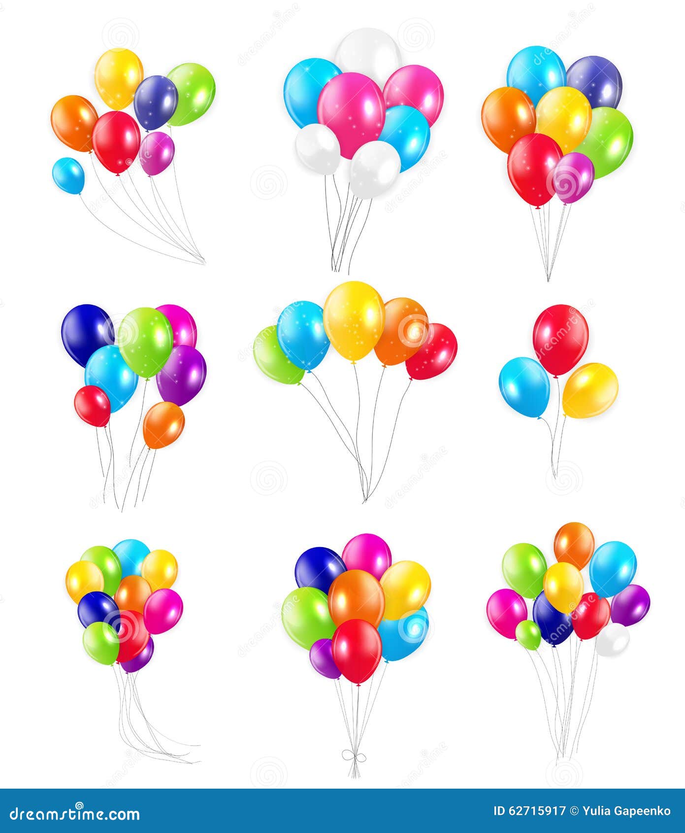 Jogo de balões coloridos, ilustração do vetor Eps 10