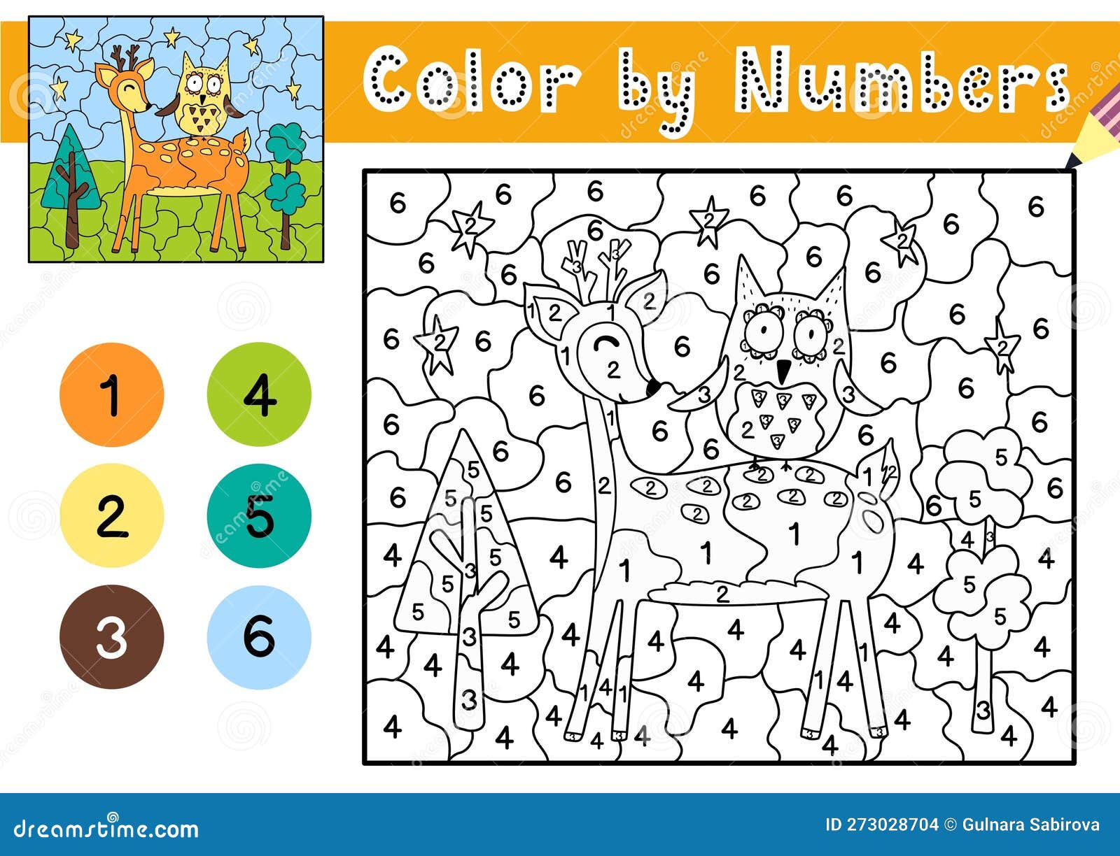 Jogo de cores por números para crianças página para colorir com um cachorro  fofo dirigindo um carro planilha para impressão com solução