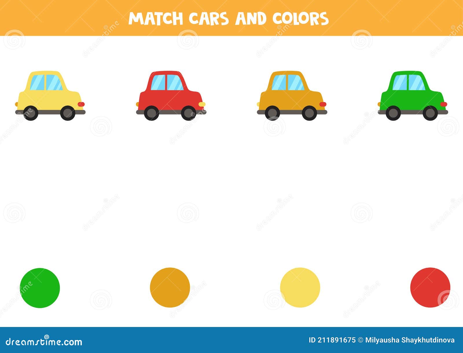 Jogo De Correspondência De Cores Para Crianças. Carros E Cores. Ilustração  do Vetor - Ilustração de carro, amarelo: 211891675