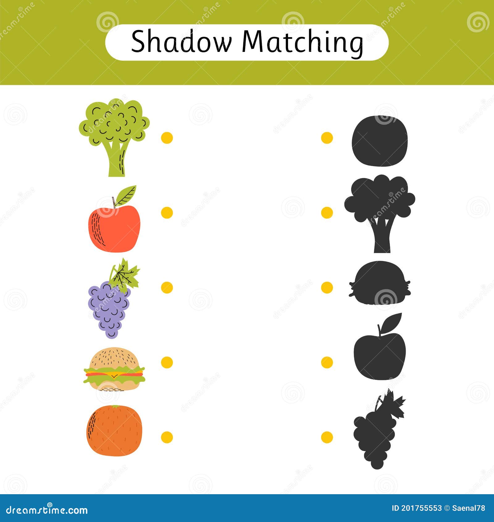 O jogo educacional para crianças encontra o conjunto de sombras