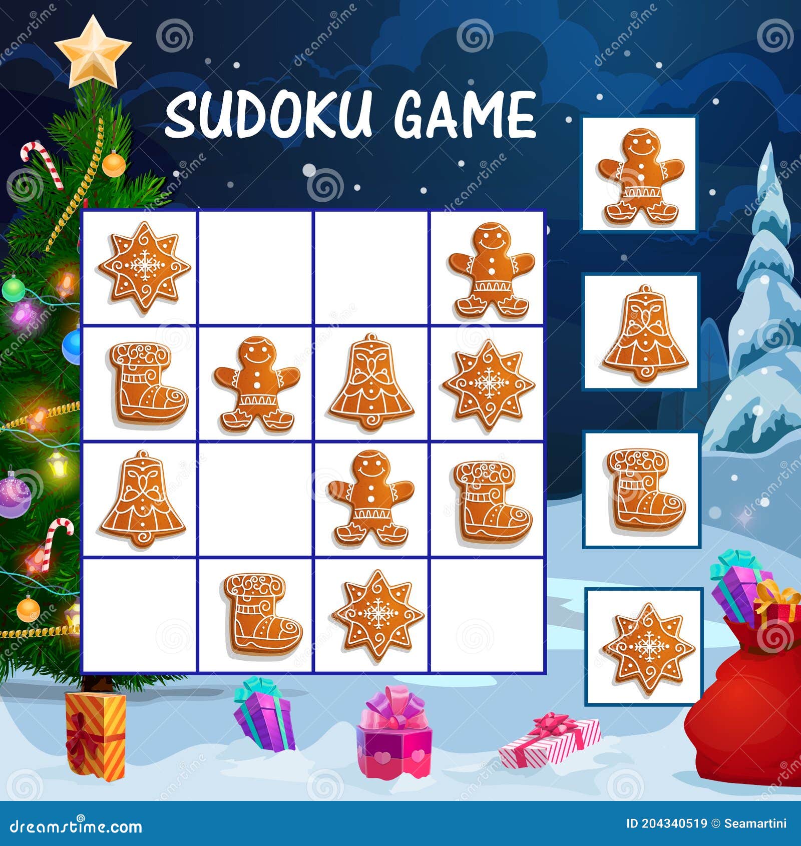 Sudoku para jogo de educação infantil conjunto de comida de