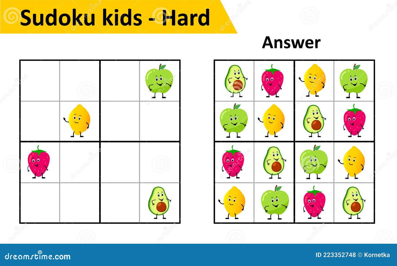 Educação jogos para crianças fácil sudoku para crianças com fofa
