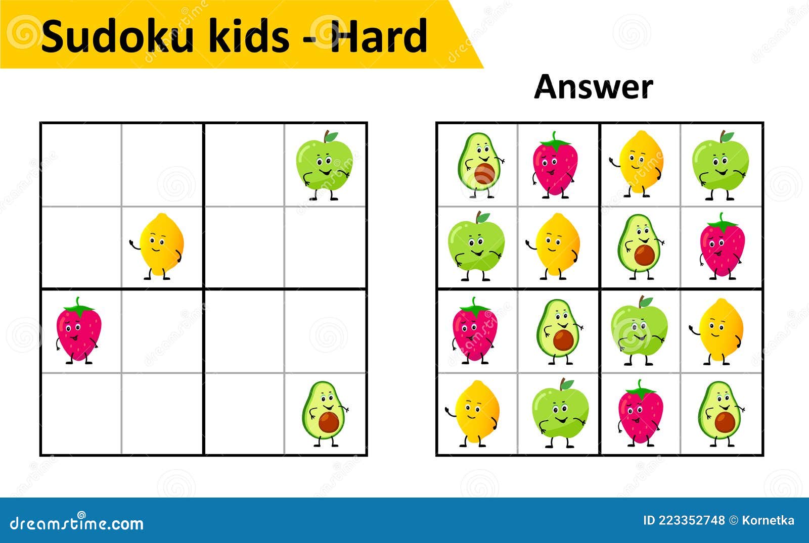 Jogo de educação para crianças sudoku fácil para crianças com