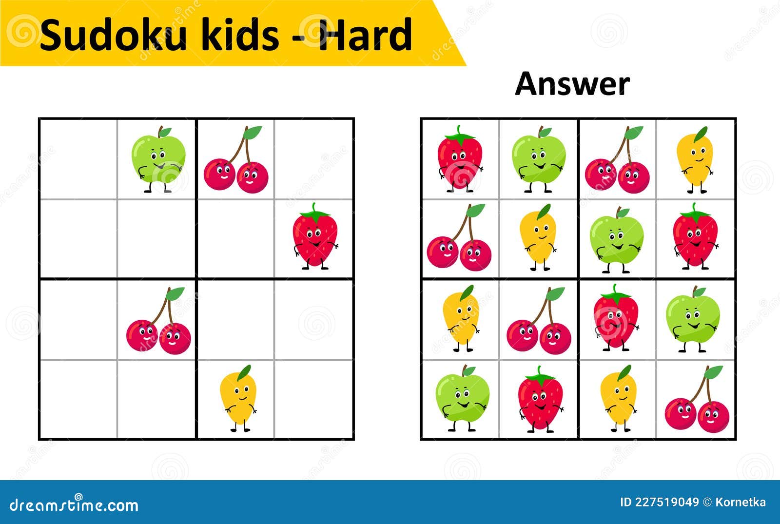 Educação jogos para crianças fácil sudoku para crianças com fofa