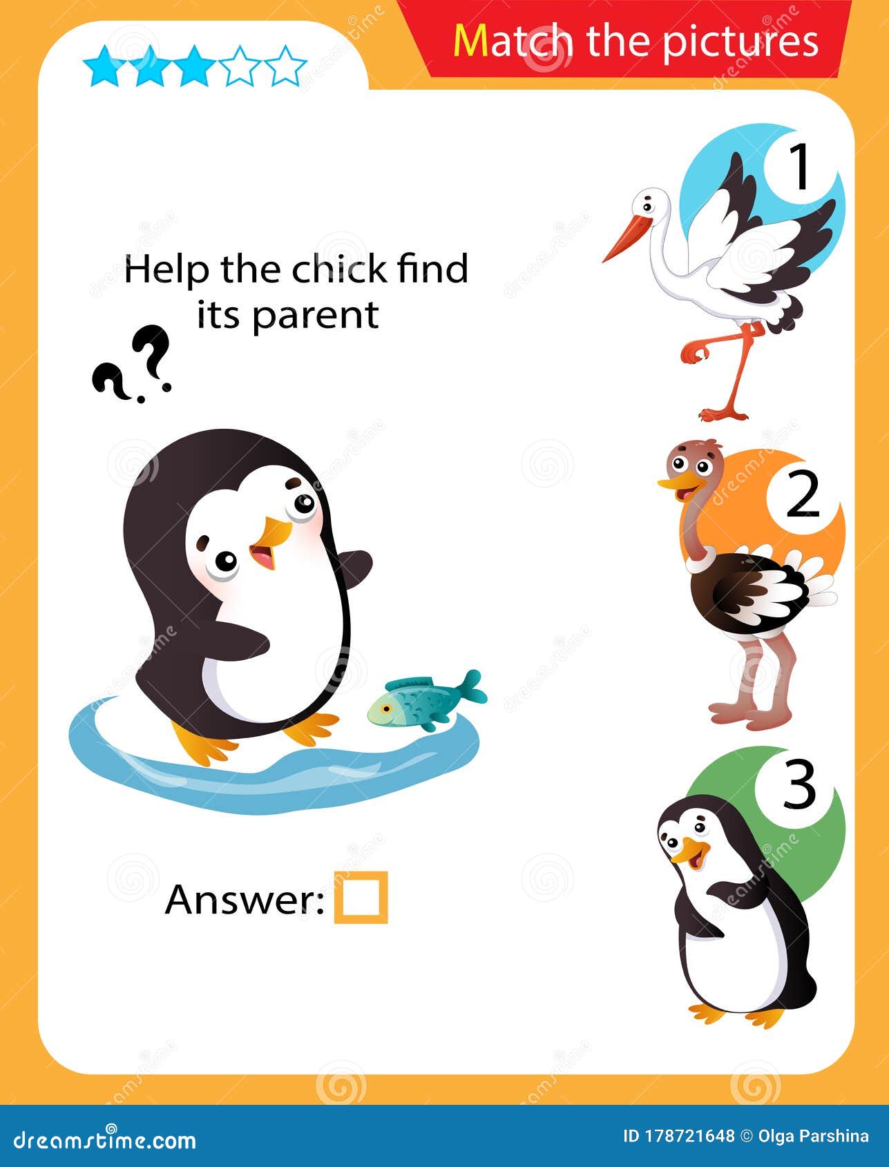 Jogo educativo para crianças encontra duas fotos iguais pinguim