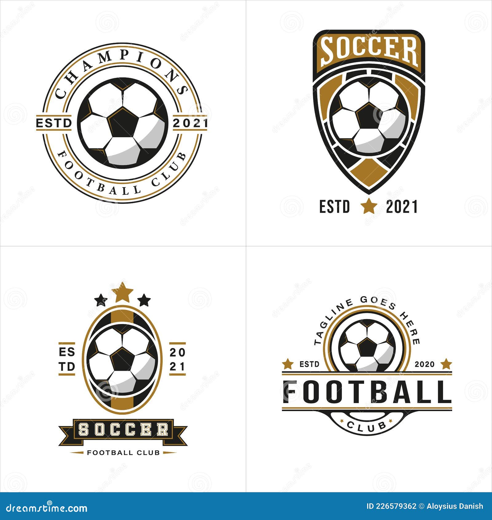 Conjunto de logotipo de futebol ou logotipo de futebol de emblema