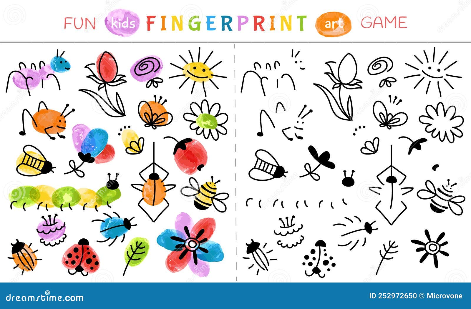 Jogo De Impressões Digitais. Pintura De Bebês Com Dedos
