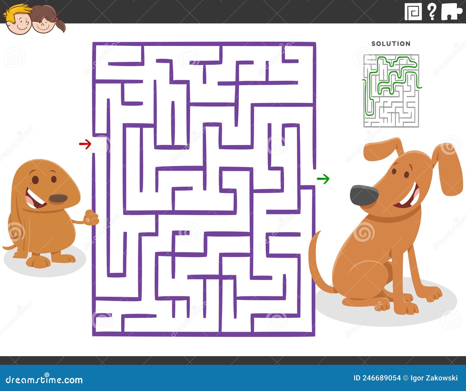 Desenho de labirinto com cachorro jogando jogos de computador para