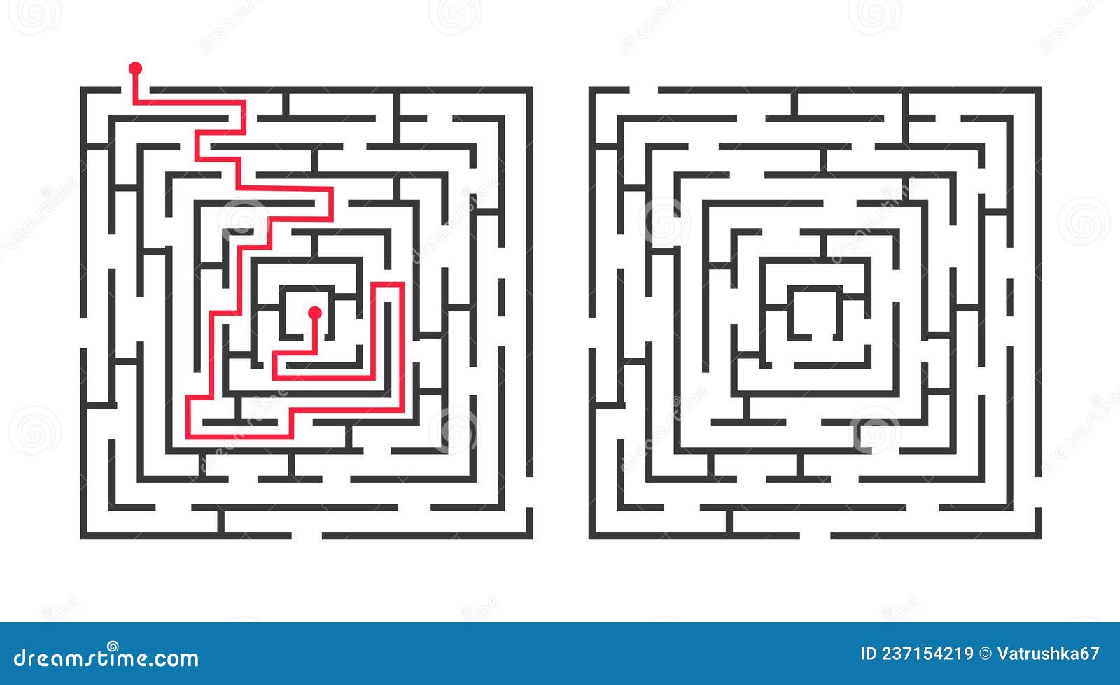 Ícone de labirinto quadrado. jogo de lógica simples com labirinto