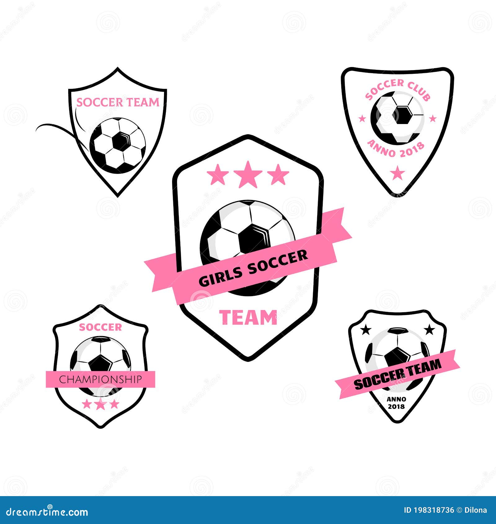 Conjunto de logotipo de futebol ou logotipo de futebol de emblema